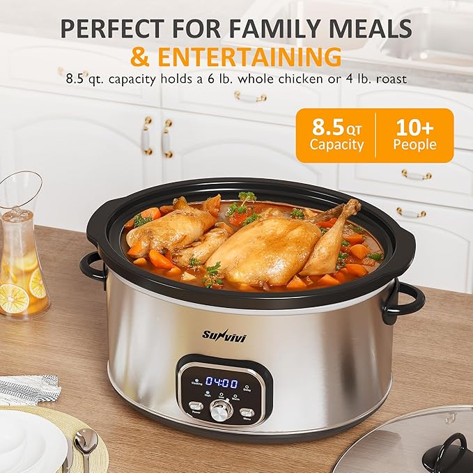Sunvivi Slow cooker Pot 8.5 QT Programmable Stainless Steel Color : - Image 3