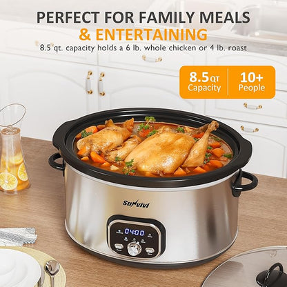 Sunvivi Slow cooker Pot 8.5 QT Programmable Stainless Steel Color : - Image 3