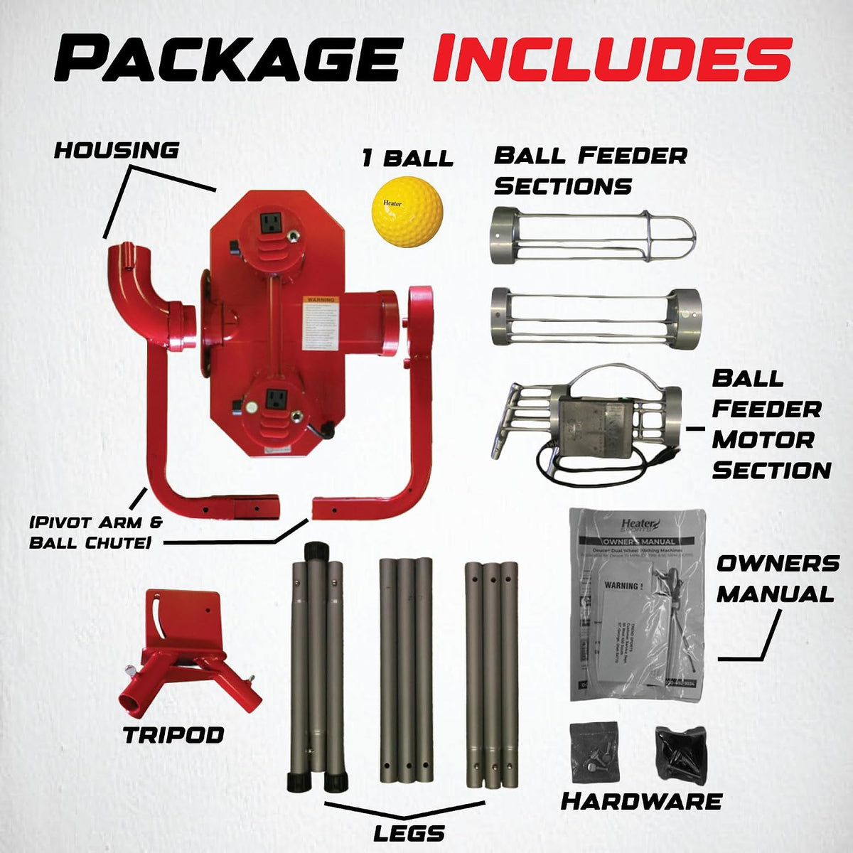 Heater Sports Deuce 75 MPH Adjustable Baseball Pitching Machine with Automati...