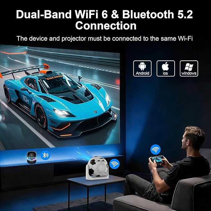 Mini Portable Projector with WiFi and Bluetooth, Built-in Apps Smart Projector - Image 6