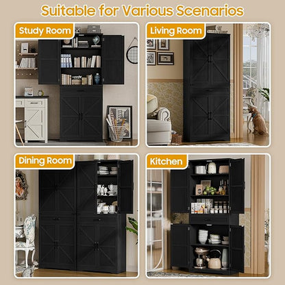 72" Kitchen Pantry Storage Cabinet, Farmhouse Style - Image 7