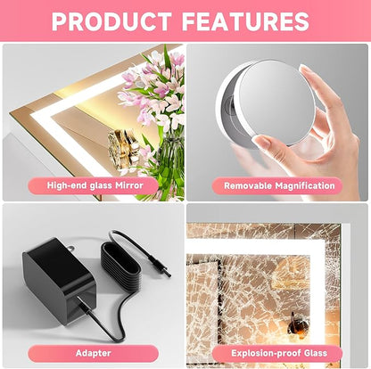 Vanity Mirror with Lights, Dimmable 3 Modes, Memory Function, Smart Touch - Image 7