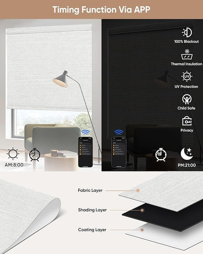 Kincmo Motorized Blinds with Remote, 100% Blackout Motorized Roller Shades Work - Image 4
