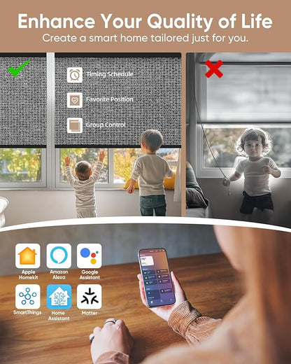 Kincmo Motorized Blinds with Remote, 100% Blackout Motorized Roller Shades Work - Image 3