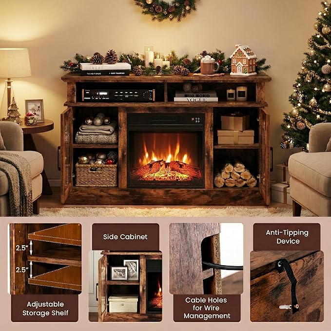 SIMOE Fireplace TV Stand for 55 TV, 48 Inch Stand - Image 3