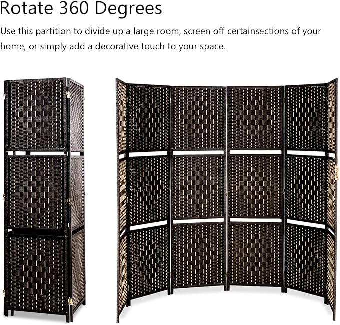 Bonnlo Upgraded Heavy Duty 6FT Tall Rattan Room Divider Screens - Image 5