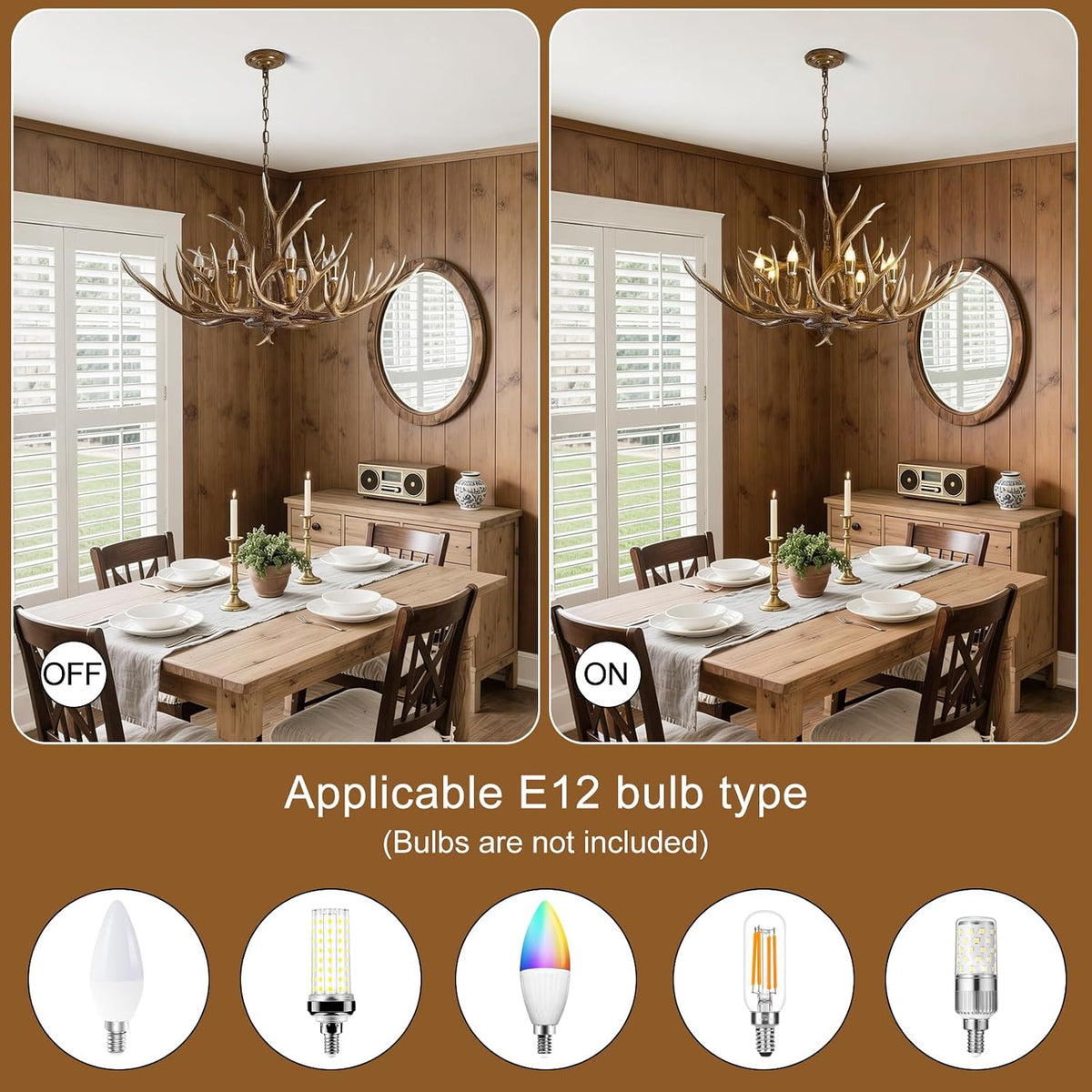 Antlers Chandelier 8 Light,Deer Chandelier Fixtures,Rustic Farmhouse Horn Ant...