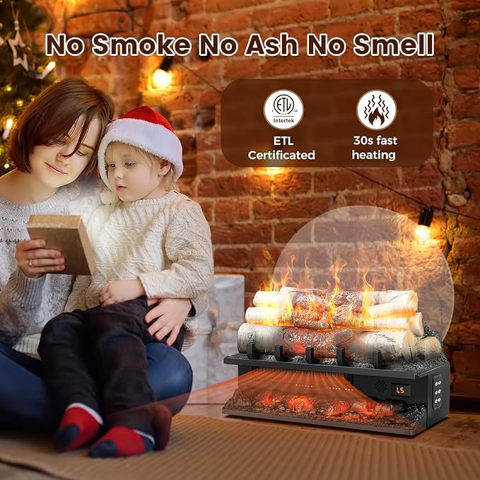 21" Freestanding Electric Fireplace Log Set - Image 3
