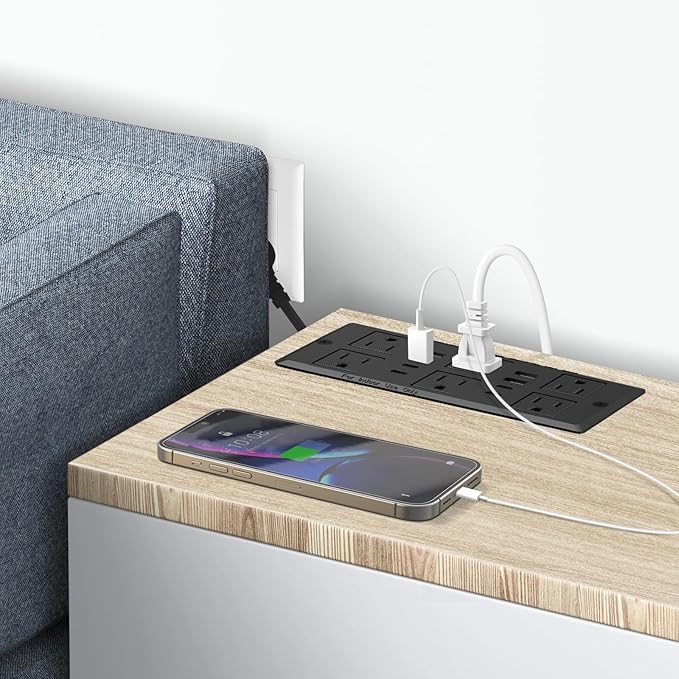 Recessed Power Strip with PD 30W Fast Charging, Conference Desk Flush Mount - Image 8