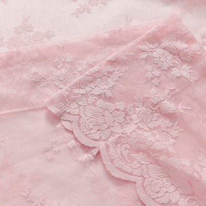 Kotile Vintage Pink Lace Curtains for Bedroom 42 x 63 Inch, 2 Panels | Rod Pocket, Knitted Openwork Texture, Softened Daylight, Soft Whimsical Mood, Versatile Mid-Length Look, Privacy