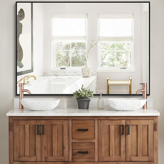 Black Bathroom Mirror for Wall, 30x48 Inch Rectangle Mirrors by DESBING