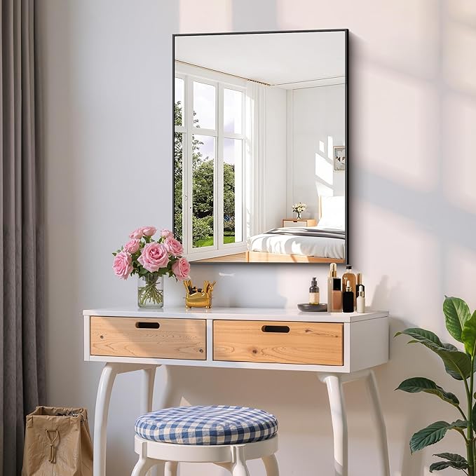 Black Bathroom Mirror for Wall, 24x32 Inch Rectangle Mirror - Image 9
