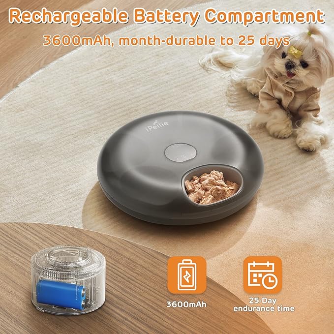 iPettie Donut Frost 6 Meal Cordless Automatic Pet Feeder, Dry & Wet Food - Image 4