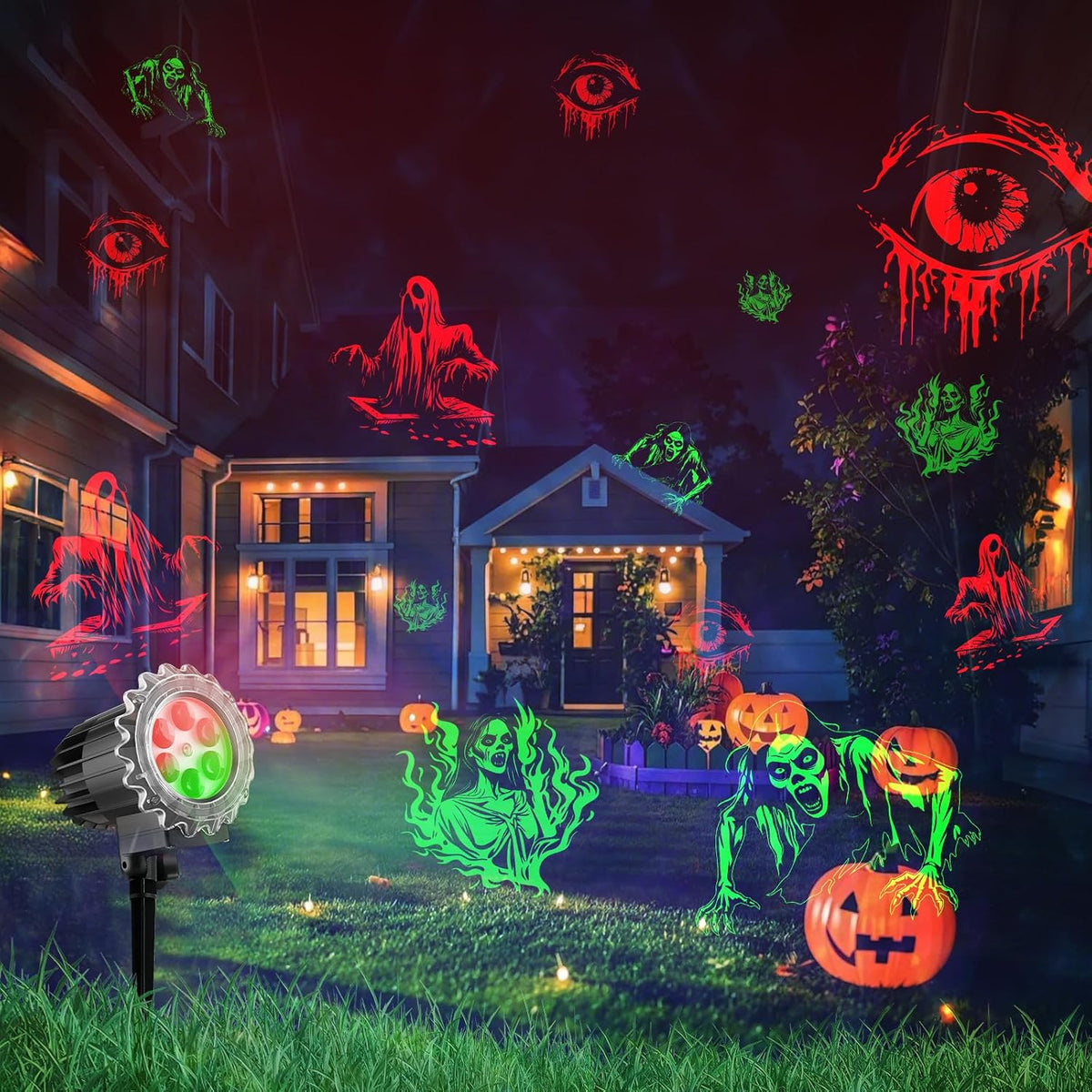 Matekxy Halloween Projector Lights Outdoor, 2025 Upgraded 3D Brighter Green&a...