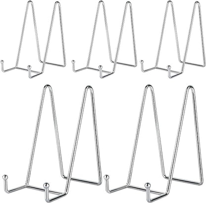 IBosins 5 Pack 6 Inch Plate Holder Display Stands, Metal Silver Frame Stand by IBosins
