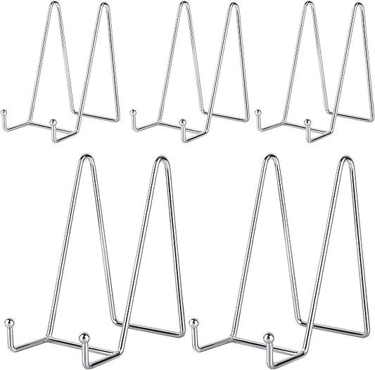 IBosins 5 Pack 6 Inch Plate Holder Display Stands, Metal Silver Frame Stand by IBosins