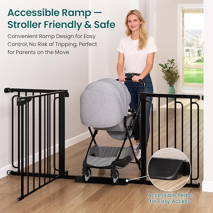 Cumbor Extra Wide Baby Gate, 36.6-69" Walk-Through Dog Gate - Image 5