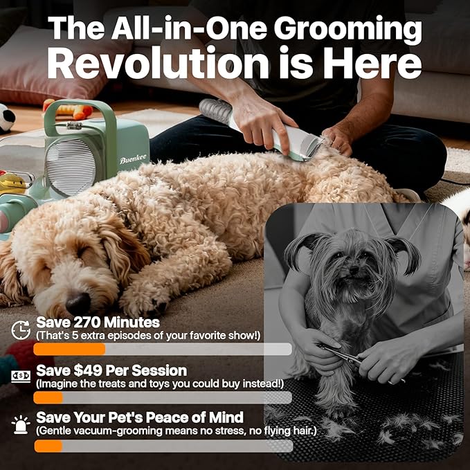 Dog Grooming Kit with Vacuum, 15000Pa Pet Hair Clipper and Shedding Brush - Image 7
