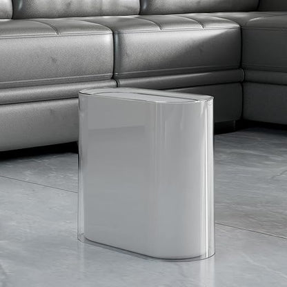 IEEK Small Waste Basket Slim Trash Can 3.2 Gallon/12L Clear and White Garbage - Image 3