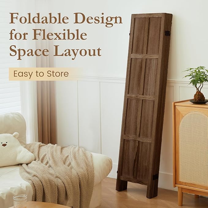 ALeesing 6 Panel Room Divider, 5.6Ft Wood Room Dividers and Folding Privacy - Image 4