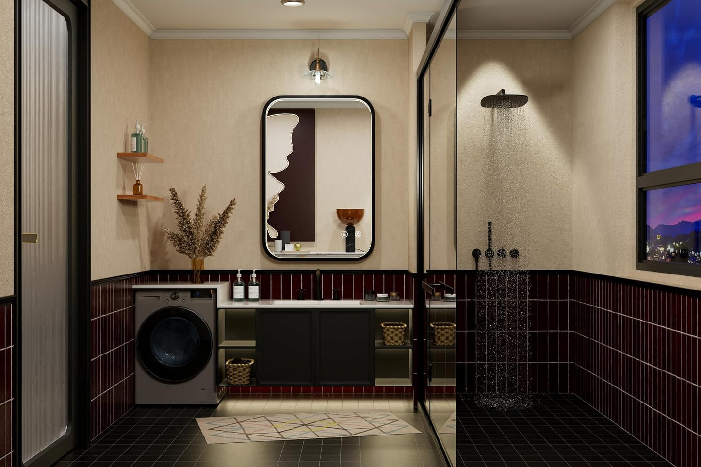 16"x24" Black LED Bathroom Mirror with 3000K/4500K/6000K Lights | Anti-Fog, Stepless Dimmable, Memory Function, Wall Mounted Aluminum Frame Lighted Bathroom Vanity Mirror, ETL Listed