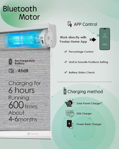 Yoolax Motorized Blinds App Control, Light Filtering Motorized Shades - Image 4