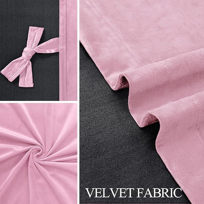 JIUZHEN Pink Velvet Curtains 96 inches - Image 5