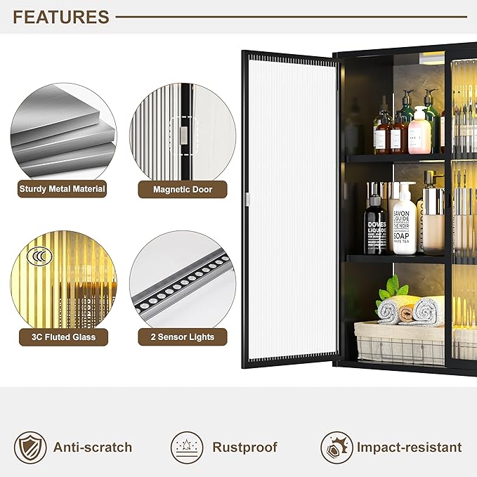 Bathroom Wall Cabinet Over Toilet, Metal Laundry Room Cabinets Wall Mounted - Image 4