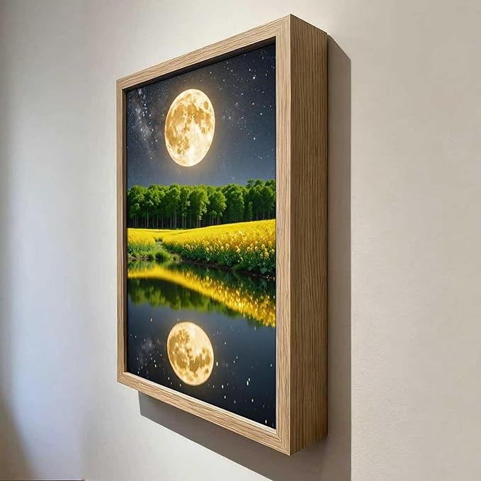 URVIP LED Glowing Photo Frame, 3D Starry-Sky Blue Moon Wall Art, 9x12 Inches - Image 4