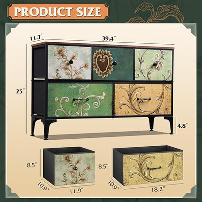 WLIVE Dresser for Bedroom with 5 Drawers, Wide Chest of Drawers, Fabric Dresser - Image 3