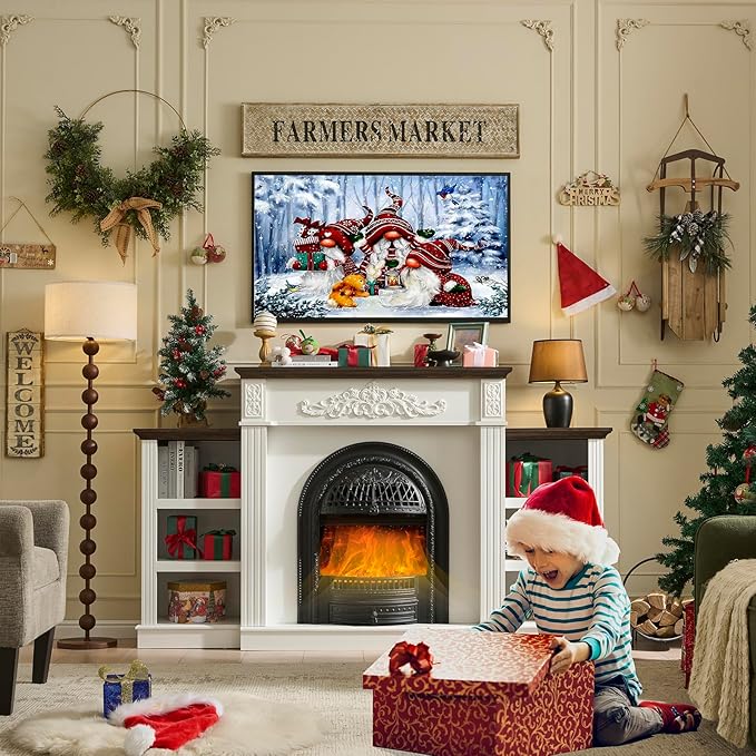 78" Electric Fireplace with Mantel, Birdcage-Style Fireplace Entertainment - Image 4