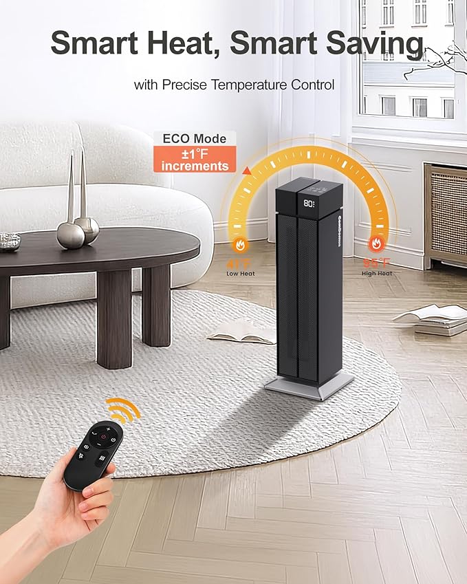 ComDomus Space Heater Large Room, 25” Electric Room Heaters - Image 4