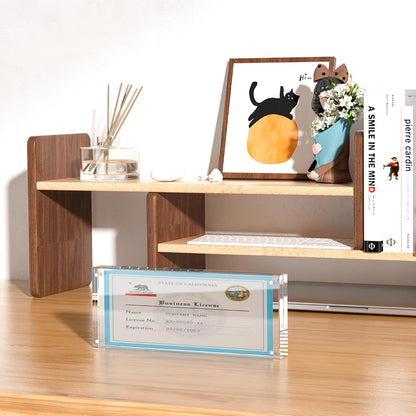 HOZE Business License Frame – 4/5 Inch Thick Clear Acrylic Holder for 4x9 Certificates or Panoramic Photos (Full 4x10 Frame)