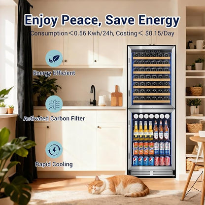 Tylza 24'' Wine and Beverage Refrigerator, Dual Zone Wine Fridge - Image 9