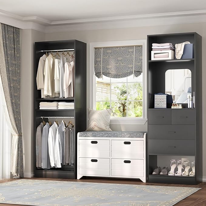 Unikito 50” Closet System with 4 Drawers, 4.2FT Wood Closet Organizer with - Image 6