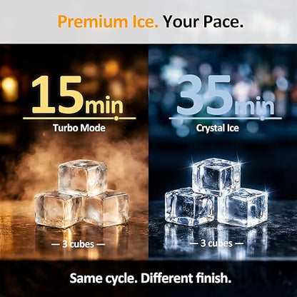 Sunvivi Clear Ice Maker, Compact Countertop Ice Machine, Fast 10-Min Ice - Image 5
