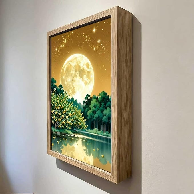 URVIP LED Glowing Photo Frame, 3D Starry-Sky Blue Moon Wall Art, 9x12 Inches - Image 4