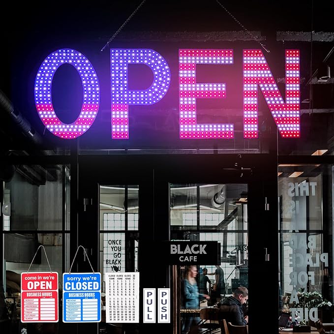 LED Open Signs for Business, Ultra Bright Adjustable Open Light Up Sign Led for by Thirdpolite