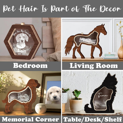 9" Pitbull Dog Hair Keepsake Box, Wooden Pet Urns for Dogs, DIY Pet Loss Sympathy Gifts, Unique Gift Dog Shape Standable Table Decor, Idea Gift for Pet Lover Storing Fur Teeth Ashes PS16-32L