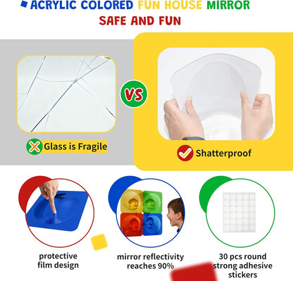 4PCS Sensory Bubble Mirrors for Kids, Autism Room Must Haves | Visual Stimulation Calming Corner Decor, Shatterproof Mirror for Kids, Gifts for Autistic Girls & Boys, 10 × 10 Inch