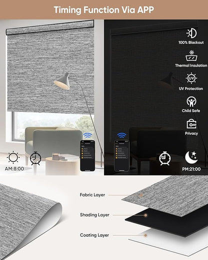 Kincmo Motorized Blinds with Remote, 100% Blackout Motorized Roller Shades Work - Image 4