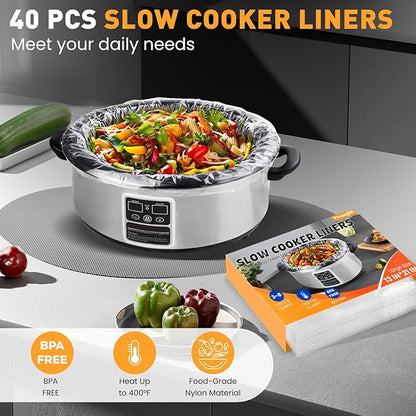 40 Pack Slow Cooker Liners, Large Size 13"x 21" Cooking Bags Disposable Pot - Image 3