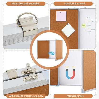 96"x36" Tri-fold Cork Board Whiteboard Combo, Foldable Combination Magnetic Dry - Image 3
