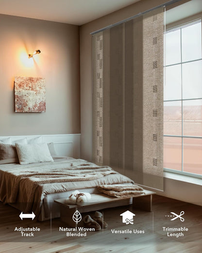 Panel Blinds Semi-Sheer 45.8"-86" x 96", Yucca | Semi-Sheer Panel Track Blinds for Room Dividers, Sliding Glass and Closet Doors with Adjustable Track, Trimmable to 96"