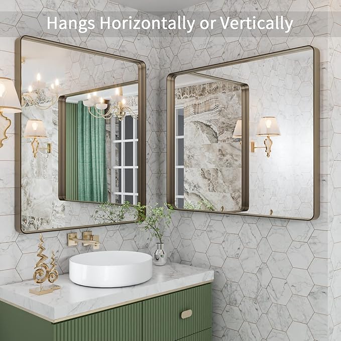 LOAAO 30”X36” Bronze Bathroom Mirrors - Image 4