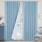 LAMIT Stone Blue 100% Blackout Linen Curtains, 84 Inch Linen Textured Living by LAMIT