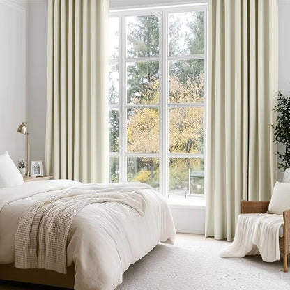 Beauoop Cream 100% Blackout Curtains 54 Inch Long 2 Panels - Image 5