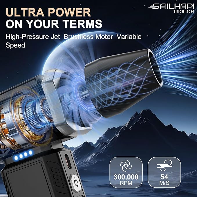 Powerful Air Duster 300000RPM, Handheld Office Duster Blower Replaced Can of Air - Image 2