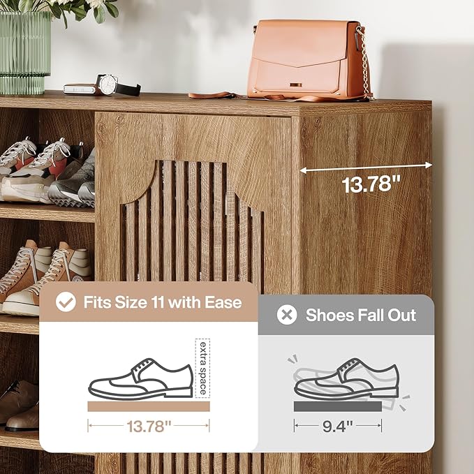 Tribesigns Shoe Cabinet with Doors, 5-Tier Shoe Storage Cabinet with Adjustable - Image 7