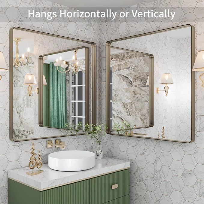 LOAAO 36”X36” Bronze Bathroom Mirrors - Image 4